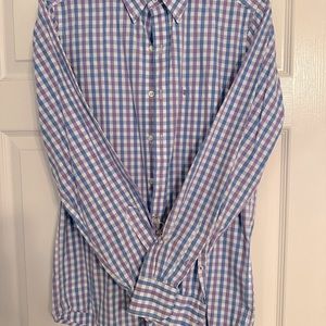Men’s IZOD Long Sleeve Button Down Front Shirt Blue Purple Checks Size Small